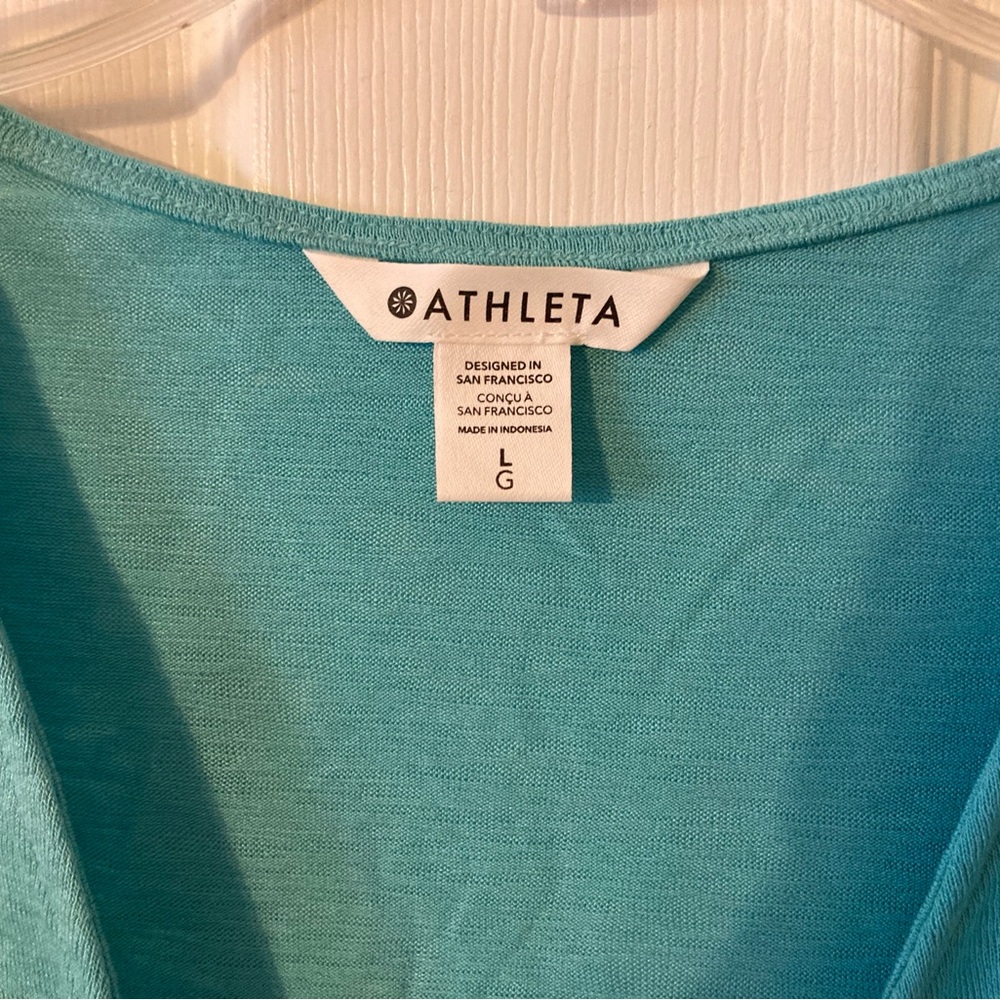 Athleta women’s lightweight turquoise crisscross tank top, L - Picture 2 of 3